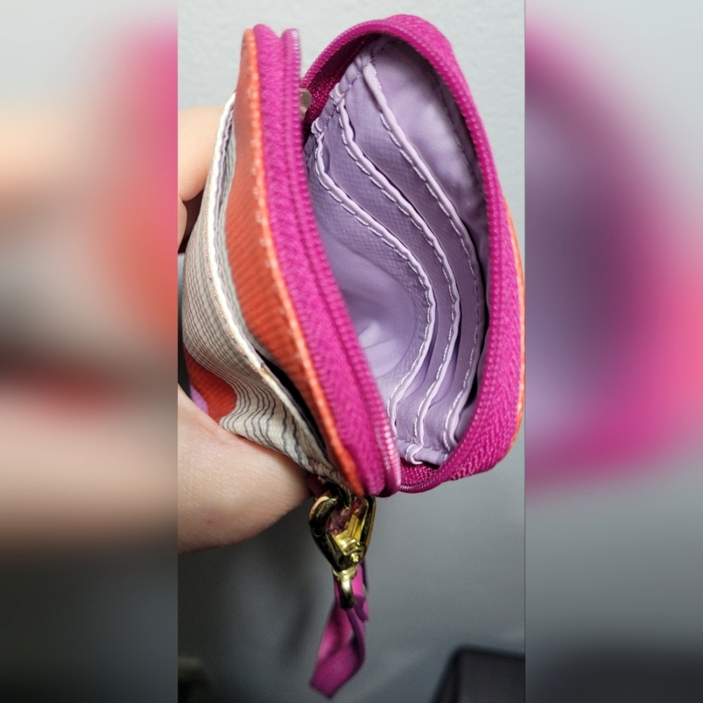 Fossil Striped Wristlet Fushia Lilac Orange Cream Gray Striped